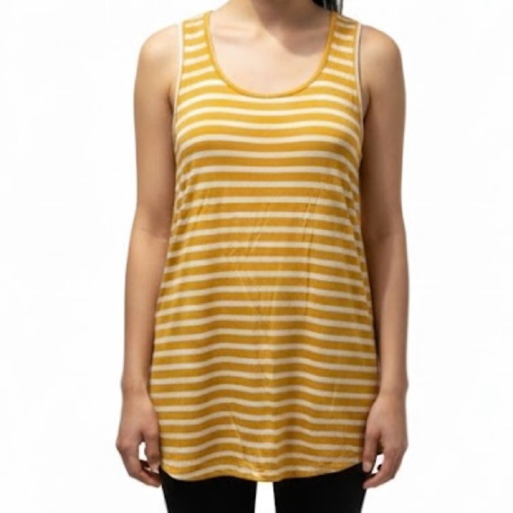 Ginger G Yellow and White Stripe Hi-Lo Sleeveless Tank Top (NWT) (Size: Small)